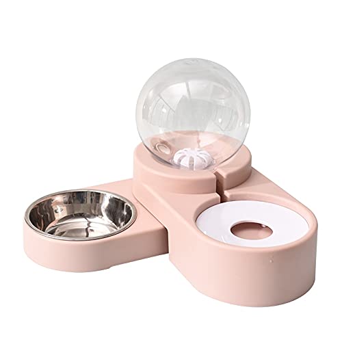 LUOSHUAI Hundenapf Haustierkatze-Hunde-Wasser-Wasser-Lebensmittel-Feeder Automatikspender 1.8L-Blase-Container-Edelstahl-Schüssel Futternapf Katze (Color : Pink) von LUOSHUAI