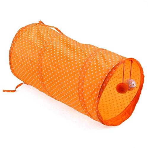 LUOSI Lustiger Haustier-Katzen-Tunnel Polyester-Faser-Katzen-Spiel-Tunnel-Schläuche Faltbarer Loch-Kätzchen-Katzenspielzeug-Kaninchen-Spiel-Tunnel der Windungs-1 (Color : Orange) von LUOSI