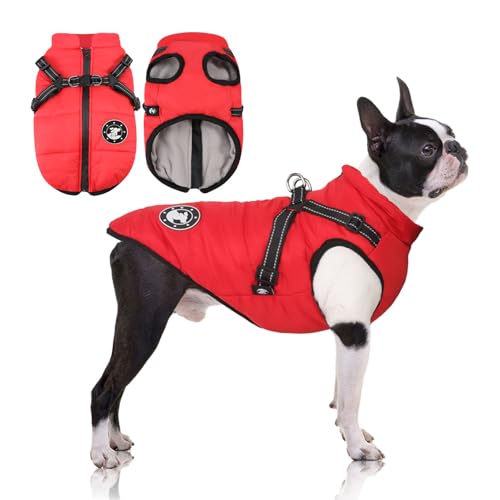 Hundejacke Winter, Wasserdichter Warmer Hund Wintermantel für Kleine Mittel Große Hunde, Gemütliche Hundesportweste für Labrador Chihuahua Dackel Französische Bulldogge von LUOWAN