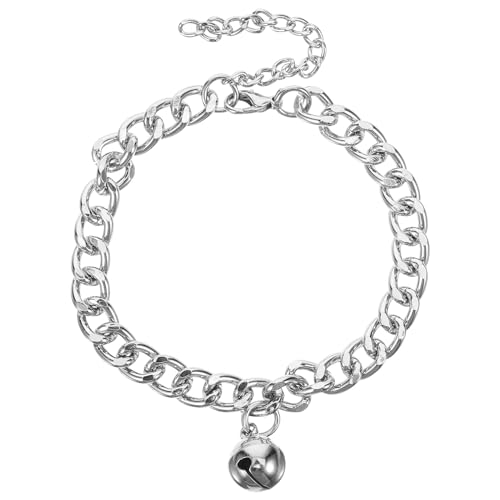 LUOZZY Hundehalsband aus Aluminiumlegierung mit Glöckchen, silberfarben, verstellbares Katzenhalsband, Metall-Hundehalsband, Haustierzubehör von LUOZZY