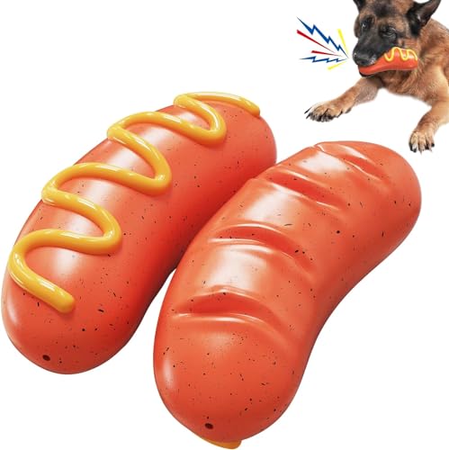 LUPATDY Hundespielzeug, Hundespielzeug Unzerstörbar, Quietschendes Hundespielzeug，zum Zähneputzen Interaktives Spielzeug ，für Welpen, mittlere und große Hunde, Bratwurst Hundespielzeug von LUPATDY