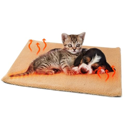 Selbstheizende Katzendecke 60x45cm-Wärmedecke für Katzen und Hunde-Heizmatte Katze,Flauschige Katzenheizdecke ohne Kabel-Katzendecke Selbstheizung Waschbar,Betten, Decken & MöBel Für Katzen(khaki) von LUPATDY