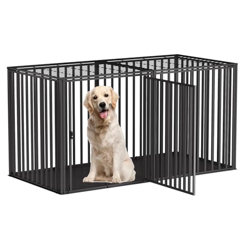 LURIVA 160.0 cm L x 88.9 cm H Super Large Steel Tube Dog Crate with Mat Base, Heavy Anti-Bite, Dog Crates for Large Dogs, Big Dog Cage, Dog Kennel, Puppy Dog Playpen with Top, Pet Cage, Indoor von LURIVA