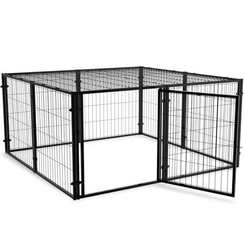 LURIVA Hunde-Laufstall, extra groß, 121,9 x 121,9 x 61 cm, robuster Hundekäfig, Hundehütte, Haustier-Laufstall, für kleine und mittelgroße Hunde, Welpenlaufstall, Hühnerstall, Hundegehege, von LURIVA