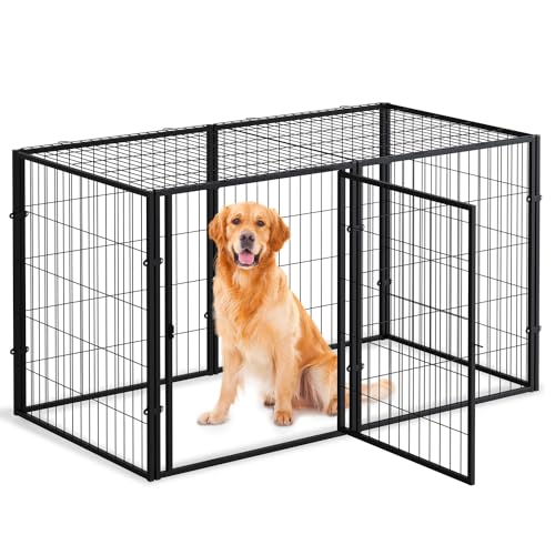 LURIVA Hundebox für Große Hunde, 139.7 cm L x 80.0 cm H, Heavy Duty Große Hundebox, Hundekäfig, Hundehütte, Welpe Hund Laufstall, Hundegehege Zaun, Haustierkäfig, Haustier Laufstall Hof, Indoor von LURIVA