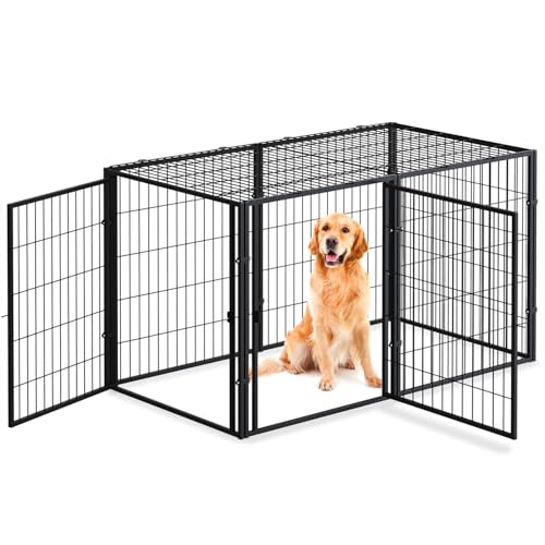 LURIVA Hundebox für große Hunde mit Doppeltüren, 121.9 cm L x 71.1 cm H, Heavy Duty Große Hundebox, Hundekäfig, Hundehütte, Welpenlaufstall, Hundegehege Zaun, Haustierlaufstall, Haustierlaufstall, von LURIVA