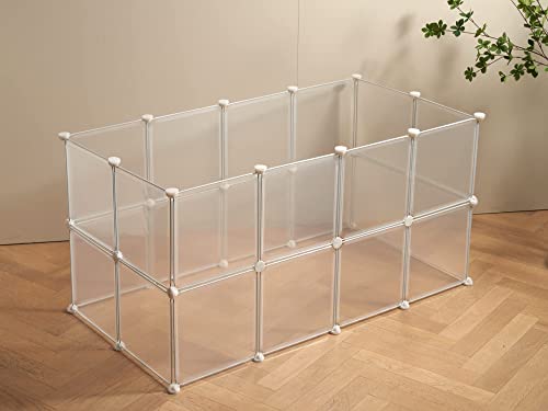 LURIVA Laufstall für Kleintiere, transparent, für Meerschweinchen, Laufstall für Welpen, Laufstall für Haustiere, Kaninchen, Innen- und Außenbereich, 30.5x30.5 cm, 24 Paneele von LURIVA