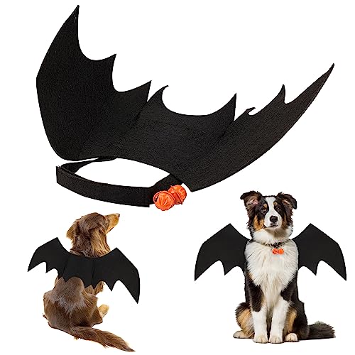 Halloween-Hunde-Fledermausflügel, Niedlich Katzen Fledermausflügel Fledermausflügel Hund mit Kürbisglocke Fledermaus Kostüm Hund Hunde Party-Dekoration Anziehen Lustig Cosplay-Kostüme (L) von LUTER