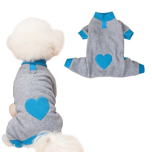 Fleece Winterjacke für Kleine Hunde Hunde Wintermäntel Fleece Warm Hundepullover mit D-Ring weiches für Geschirr Leine Weich Fuzzy Welpen Kleidung für Welpen mittelgroße M (Grau) von LUVDECO