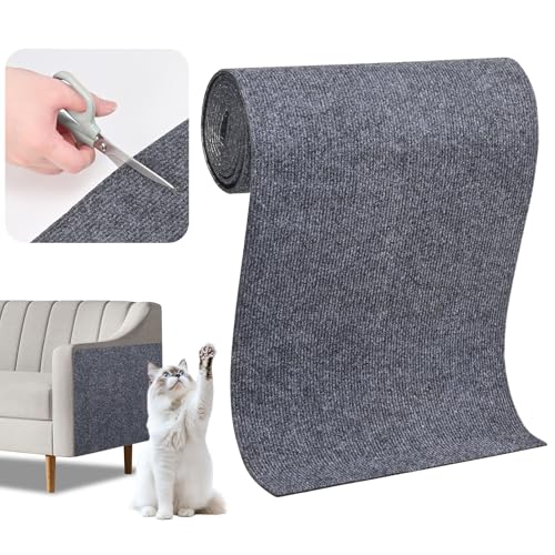 Katzenkratzmatte, Anti-Kratzer Selbstklebende Katzenkratzmatte für Sofa und Wand,kratzmatte Katze, 40 x 200 cm, beliebig zuschneidbar, Katzenkratzbrett, Katzenkratzwand, schützt Sofamöbel (Grau) von LUXECOVE