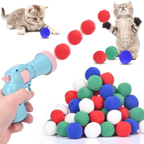 LUXECOVE Katzenspielzeug, Launcher-Set mit 50 Bällen, interaktives katzenspielzeug, interaktives Spielzeug für Katzen und Hunde, leise und sicher von LUXECOVE