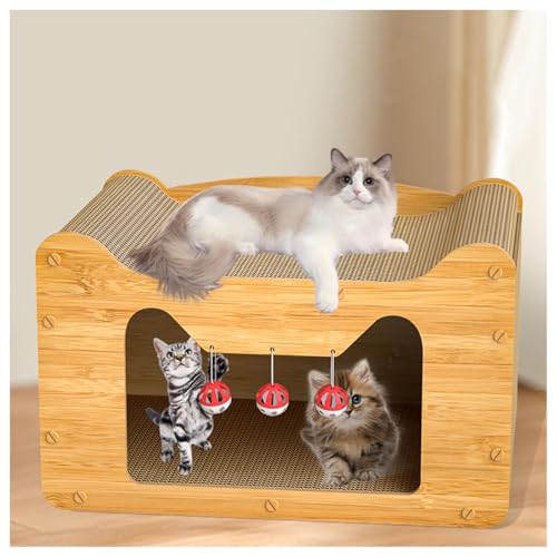 KratzmöBel Katze Pappe Sogar EIN Kratzbaum Ist EIN Katzennest, Bett FüR Katzen Gratis Glockenball Bei Bestellung, Kratzbett Katzen Haus Draussen von LVSHUOHC