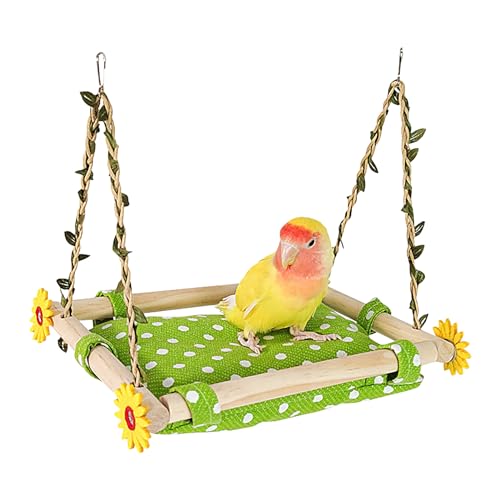 Papageienschaukel | Quadratisches Wiegenbett-Spielzeug für Papageien – leuchtende Farben, Papageien-Hängespielzeug, Papageien-Trapezschaukel, Vogel-Kletterstangen-Ständerspielzeug von LVTFCO