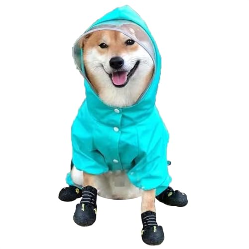 LVYUDS Alles Inklusive Regenmantel Hund 4 Beine mit Tasche, mit Kapuze Reflektierend Atmungsaktiv Wasserdicht Geruchlos Licht Hunde Regenmantel, für Klein MittelGroße Hunde(Color:Blau,Size:XXL) von LVYUDS