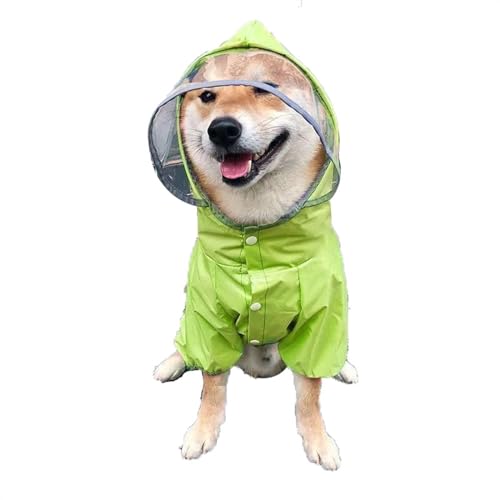 LVYUDS Alles Inklusive Regenmantel Hund 4 Beine mit Tasche, mit Kapuze Reflektierend Atmungsaktiv Wasserdicht Geruchlos Licht Hunde Regenmantel, für Klein MittelGroße Hunde(Color:GrüN,Size:S) von LVYUDS
