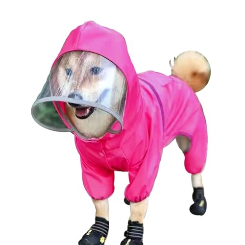 LVYUDS Alles Inklusive Regenmantel Hund 4 Beine mit Tasche, mit Kapuze Reflektierend Atmungsaktiv Wasserdicht Geruchlos Licht Hunde Regenmantel, für Klein MittelGroße Hunde(Color:Pink,Size:3XL) von LVYUDS