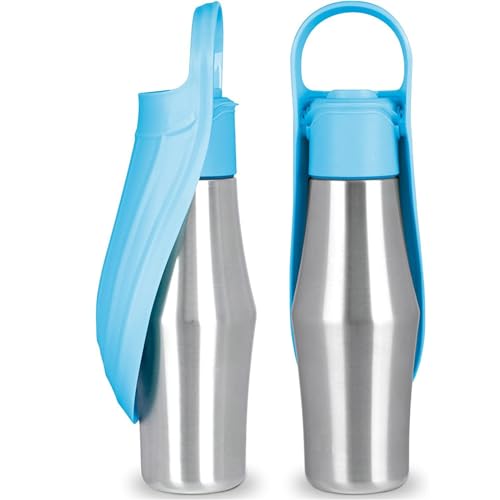 LVYUDS Hundetrinkflasche for Unterwegs Faltbare, Hunde Trinkflasche, Edelstahl Trinkflasche Hund Perfekt for Reisen Wandern Wandern Draussen Aktivitäten (Color : Light Blue) von LVYUDS