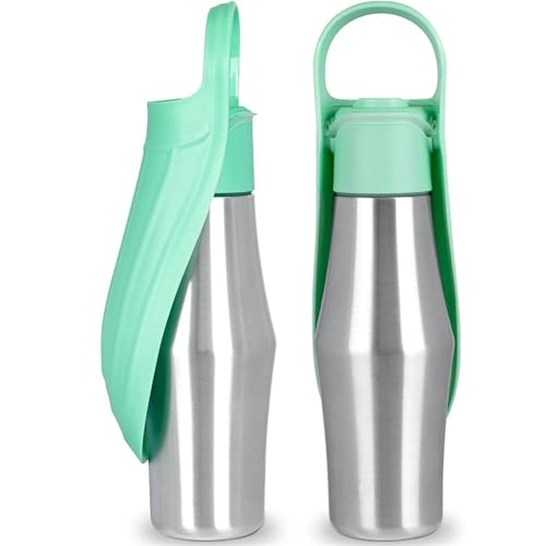 LVYUDS Hundetrinkflasche for Unterwegs Faltbare, Hunde Trinkflasche, Edelstahl Trinkflasche Hund Perfekt for Reisen Wandern Wandern Draussen Aktivitäten (Color : Light Green) von LVYUDS