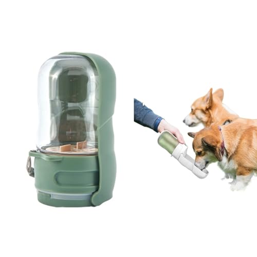 LVYUDS Hundetrinkflasche for Unterwegs mit Futterbehälter, Hunde Trinkflasche Faltbare, Trinkflasche Hund for Draussen Gehen Reisen for Hunde Kleiner Rassen (Color : GrüN, Size : Water Cup) von LVYUDS