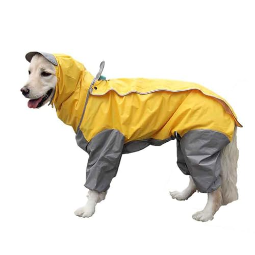 LVYUDS Mit Kapuze 4 Beine Regenmantel Hund, Alles Inklusive Atmungsaktiv Wasserdicht Winddicht Hunde Regenmantel Einstellbar Kordelzug Geeignet für Klein mittel Groß Hunde(Color:Gelb,Size:12) von LVYUDS