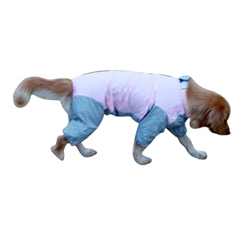 LVYUDS Regenmantel Hund, 4 Beine Hunde Regenmantel Winddicht Regenfest Licht Atmungsaktiv Schnapp Taste Design Regenjacke für Hunde Geeignet Draussen Aktivitäten(Size:4XL,Color:Pink Gray) von LVYUDS
