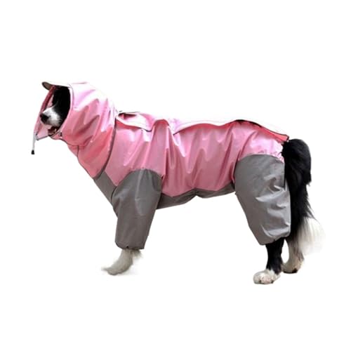 LVYUDS Regenmantel Hund Alles Inklusive, 4 Beine Wasserdicht Hunde Regenmantel für Groß Mittel Hunde, Abnehmbar Hut mit Loch Zeichnen Klettverschluss Muss für Regnerische Tage(Color:Pink,Size:12 yards von LVYUDS
