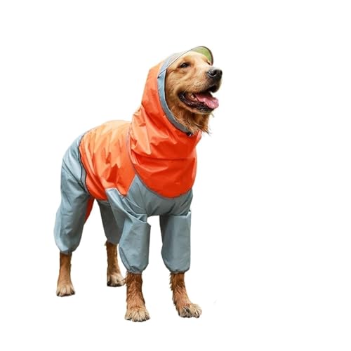 LVYUDS Regenmantel Hund für Groß Mittel Große Hunde, Alles Inklusive 4 Beine Wasserdicht Hunde Regenmantel Einstellbar Hut Abnehmbar Heckabdeckung, Ideal für Regnerische Tage(Color:Orange-Gray,Size:3X von LVYUDS