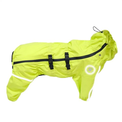 LVYUDS Regenmantel Hund für mittel Groß Hunde, Reflektierend Wasserdicht 4 Beine mit Kapuze Hunde Regenmantel, Einstellbar Kordelzug Regenjacke für Regnerisch Verschneite Tage(Color:GrüN,Size:XXL) von LVYUDS
