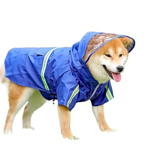 LVYUDS Reißverschluss Regenmantel Hund mit Kapuze, Alles Inklusive 2 Beine Wasserdicht Hunde Regenmantel Reflektierend Einstellbar, Regenjacke Hunde für Groß Mittel Hunde(Color:Blau,Size:3XL) von LVYUDS