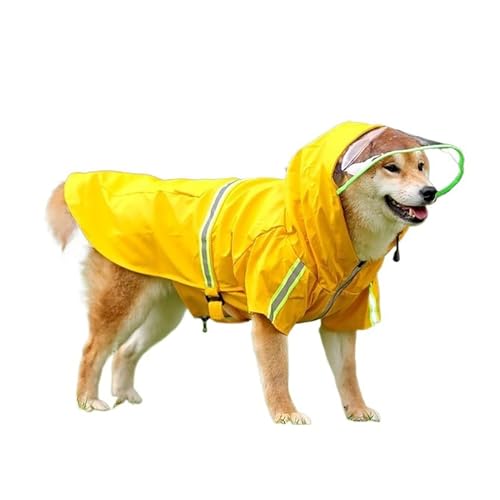 LVYUDS Reißverschluss Regenmantel Hund mit Kapuze, Alles Inklusive 2 Beine Wasserdicht Hunde Regenmantel Reflektierend Einstellbar, Regenjacke Hunde für Groß Mittel Hunde(Color:Gelb,Size:3XL) von LVYUDS