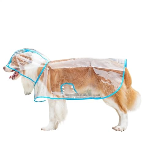 LVYUDS Transparent Mantel Regenmantel Hund, Eva Winddicht Regenfest mit Kapuze Geknöpft Licht Hunde Regenmantel, Einfach zu Setzen an Abheben übung Gehen Wandern(Color:Blau,Size:3XL) von LVYUDS