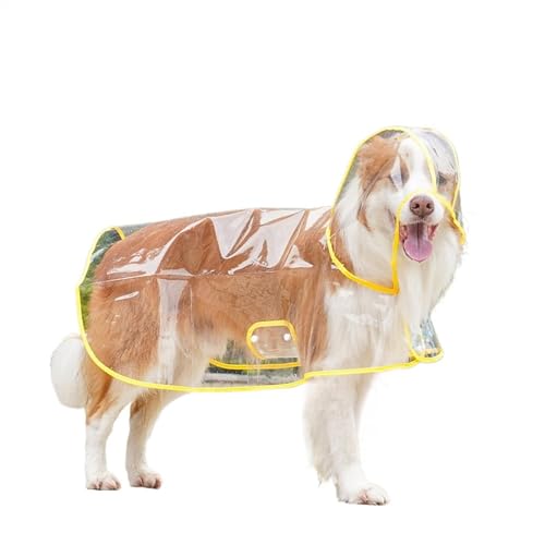 LVYUDS Transparent Mantel Regenmantel Hund, Eva Winddicht Regenfest mit Kapuze Geknöpft Licht Hunde Regenmantel, Einfach zu Setzen an Abheben übung Gehen Wandern(Color:Gelb,Size:3XL) von LVYUDS
