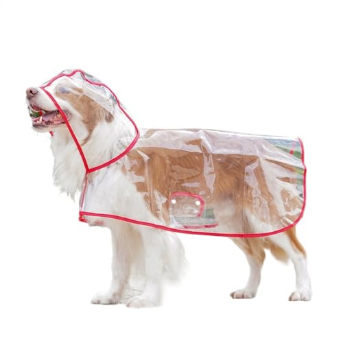 LVYUDS Transparent Mantel Regenmantel Hund, Eva Winddicht Regenfest mit Kapuze Geknöpft Licht Hunde Regenmantel, Einfach zu Setzen an Abheben übung Gehen Wandern(Color:Rot,Size:M) von LVYUDS