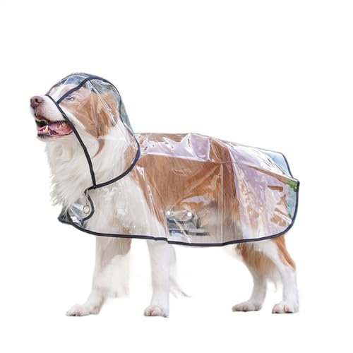 LVYUDS Transparent Mantel Regenmantel Hund, Eva Winddicht Regenfest mit Kapuze Geknöpft Licht Hunde Regenmantel, Einfach zu Setzen an Abheben übung Gehen Wandern(Color:Schwarz,Size:3XL) von LVYUDS