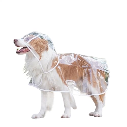 LVYUDS Transparent Mantel Regenmantel Hund, Eva Winddicht Regenfest mit Kapuze Geknöpft Licht Hunde Regenmantel, Einfach zu Setzen an Abheben übung Gehen Wandern(Color:Weiß,Size:4XL) von LVYUDS