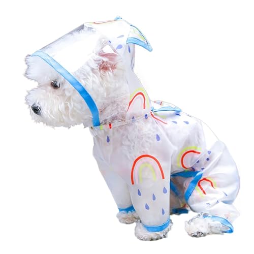 LVYUDS Transparent Regenmantel Hund, 4 Beine Alles Inklusive mit Kapuze Wasserdicht Winddicht Hunde Regenmantel für Kleine Hunde, Ausgehen für Gehen an Regnerischen Tag(Color:Blau,Size:M) von LVYUDS