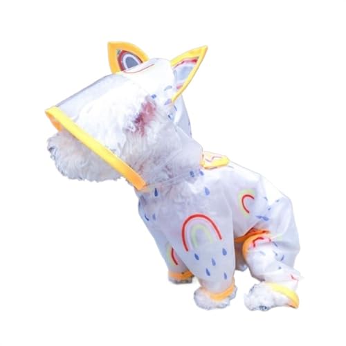 LVYUDS Transparent Regenmantel Hund, 4 Beine Alles Inklusive mit Kapuze Wasserdicht Winddicht Hunde Regenmantel für Kleine Hunde, Ausgehen für Gehen an Regnerischen Tag(Color:Gelb,Size:XS) von LVYUDS