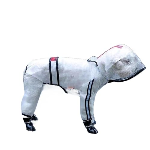 LVYUDS Transparent mit Kapuze Regenmantel Hund 4 Beine Wasserdicht Alles Inklusive Hunde Regenmantel mit Loch Zeichnen Reflektierend Tasten Design, für Draussen Spielen Gehen(Size:4XL) von LVYUDS