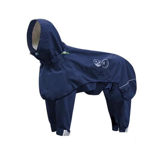 LVYUDS Verstellbar Regenmantel Hund 4-Beinig Alles Inbegriffen Groß/Mittel Hunde Kapuze Regenjacke Hund Getrennt Entwurf Wasserdicht Reflektierend Park Strand Spielen(Blau,XL) von LVYUDS