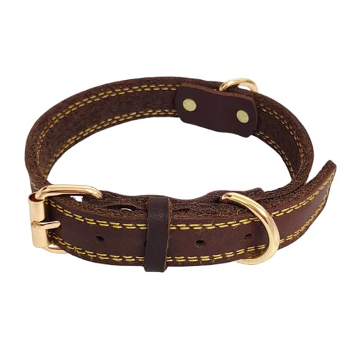 Hundehalsband aus Leder, strapazierfähiges Hundehalsband, weiches und starkes Leder, verstellbar, für kleine, mittelgroße und große Hunde von LWBMG