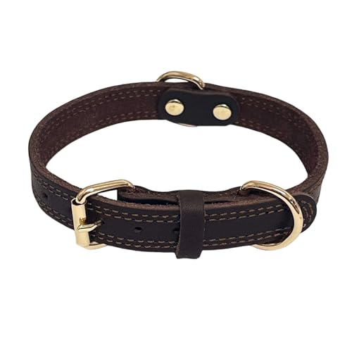 LWBMG Hundehalsband aus Leder, strapazierfähiges Hundehalsband, weiches und starkes Leder, verstellbar, für große Hunde, Braun, Größe XL von LWBMG