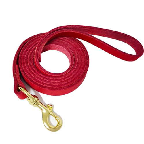 LWBMG Hundeleine aus Leder, 1,8 m x 1,9 cm, strapazierfähig, geflochtene Trainingsleine, weiches Leder, für mittelgroße und große Rassen, Rot von LWBMG