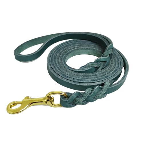 LWBMG Leder-Hundeleine für kleine Hunde, 1,8 m, dünne geflochtene Hundeleine, weiches Echtleder, Trainingsleine für kleine und mittelgroße Hunde, 1,9 x 1,8 m, Blau von LWBMG