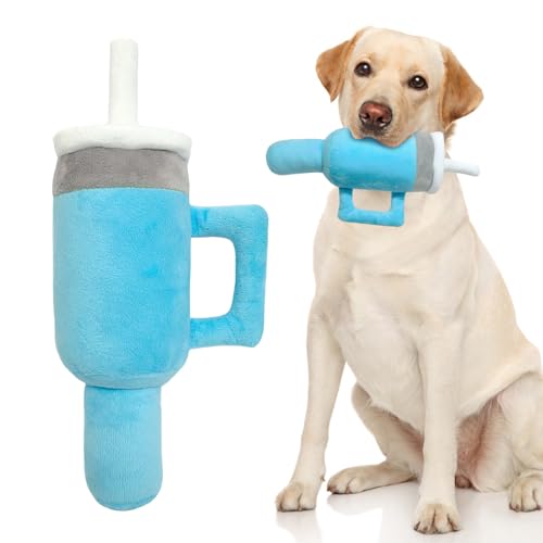 LWBMG Niedliches quietschendes Hundespielzeug, Tasse mit Griff, lustiger Becher, Hundespielzeug, weiches Plüsch, quietschend, Urlaubsspielzeug für kleine, mittelgroße und große Hunde, für Geburtstag, von LWBMG