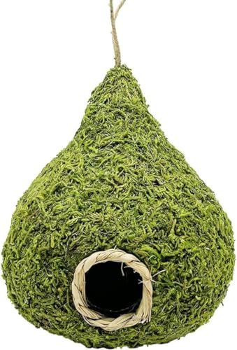 Großes grünes Moos-Vogelhaus für den Außenbereich, Gartendekoration, hängende Vogelhütte, Vogelnest, gemütlicher Ruheplatz für Wildvögel, 25 cm (Moos) von LWINGFLYER