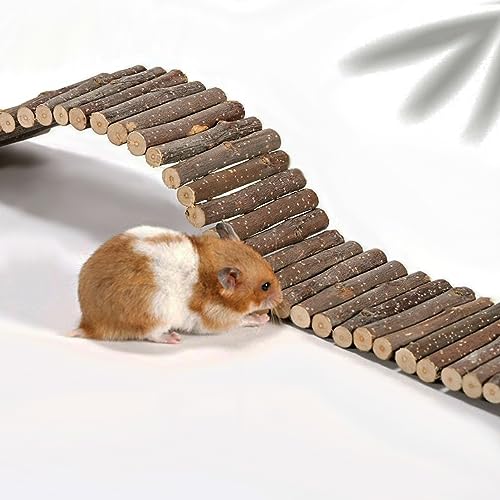 LWINGFLYER Brücke aus Naturholz, flexibel, weich, für Zwerghamster, Mäuse, Rennmäuse, Chinchilla, Streifenhörnchen, flexible Federleiter, Brücke zum Spielen von LWINGFLYER