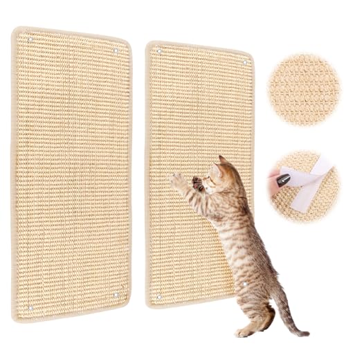 2 Sisal Teppich Katzen Kratzbrett Wand 60 * 30cm,Katzen kratzmatte,Natürliche Sisal Teppich Katzen,kratzmatte rutschfest,Kratzmatte für Katzen Teppiche Wände zu schützen und Sofas von LWMTT