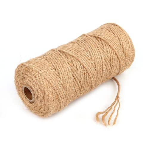 LWMTT Jute-Schnur,Natürliche Braun Juteschnur Reissfest,100M Paketschnur, 3mm Juteschnur,Naturfaser Verpackung für DIY Handwerk Bastelschnur,Dekokordel,Paketschnur,Floristik Dekoration von LWMTT