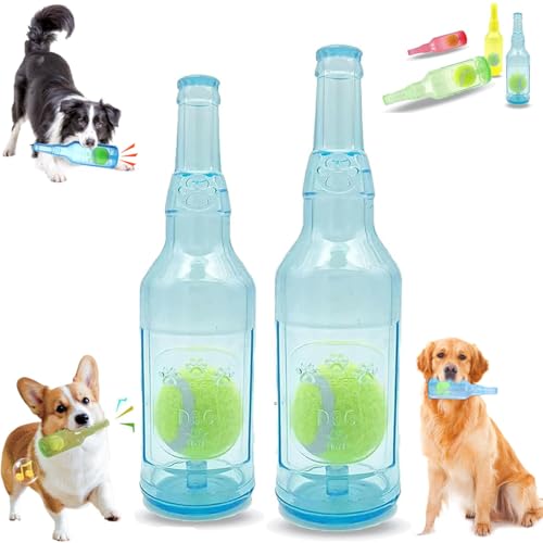 LXCJZY Beer Bottle with Tennis Ball Dog Chew Toy, Cute Squeaky Toys Bottle, Rubber Bottle Contains Tennis Ball, for Play and Training (Blue, Kleine + L) von LXCJZY