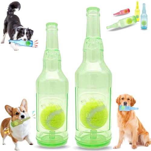 LXCJZY Beer Bottle with Tennis Ball Dog Chew Toy, Cute Squeaky Toys Bottle, Rubber Bottle Contains Tennis Ball, for Play and Training (Green, Kleine + L) von LXCJZY